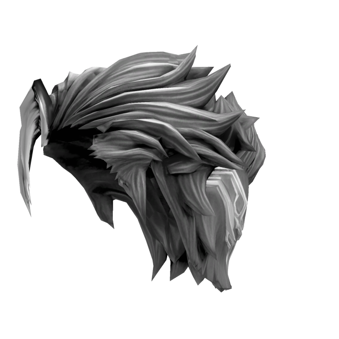 Messy light gray hair with a neon streak