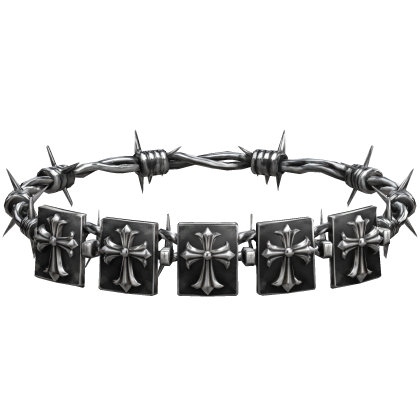 Silver Chrome Gothic Barbed Cross Crown Roblox item