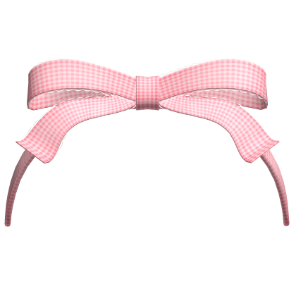Gingham Ribbon Lace Headband -  Pink