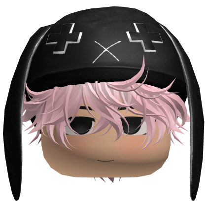 Cute Anime Boy Hair w Bunny Ears (Pink) Roblox item