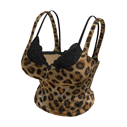 🍀Y2K Lace Layered Leopard Tank Top