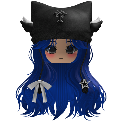 cute fluffy emo Y2K cat hair (Blue) Roblox item
