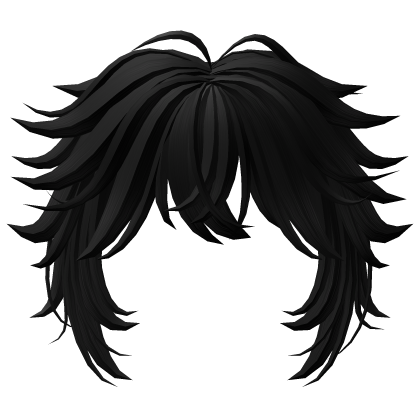 Anime Messy Wolf Cut Bangs en noir - Roblox