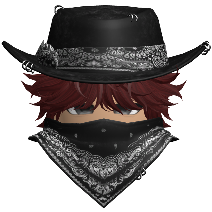 Gothic Cowboy Bandit w/ Neckscarf & Cowboy Hat