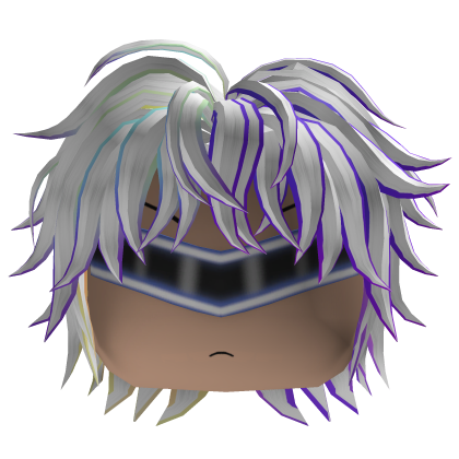 Messy Anime Hair w/ Visor (White/Purple)