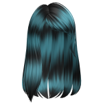 Long Emo Slicked Side Parted Hair (Black & Blue)