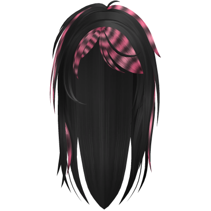 Black Emo Scene Hair with Raccoon Pink Strands Roblox item