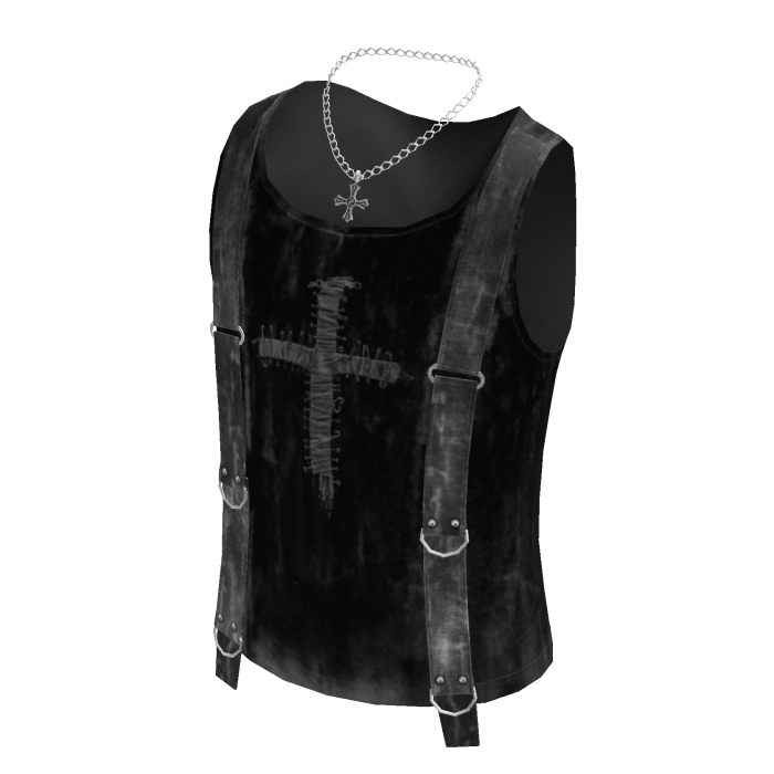 Gothic Strap Tank Top w/ Cross Chain (Black)