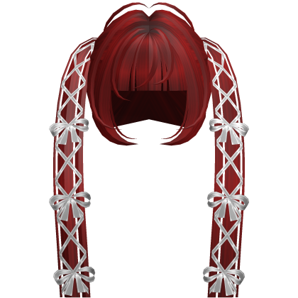 ♱ Red Goth Royal Pigtails w White Bow Roblox item