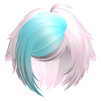 pink cyan wispy anime side swept bob Roblox item