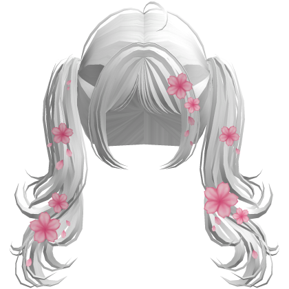 Flowy Wavy Pigtails w/ Sakura Petals (White) Roblox item