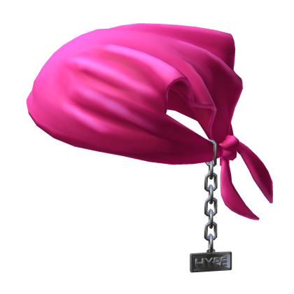 Tied Hot Pink Bandana Hat with Chain 
