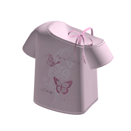🍀Butterfly Off Shoulder Tee w Ribbon thumbnail
