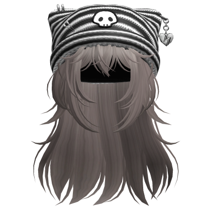 Emo Kawaii Skull Beanie W/ Wolfcut Ash V5