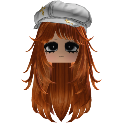 Red Y2K Straight Hair w/ Beret & Chibi Face Roblox item