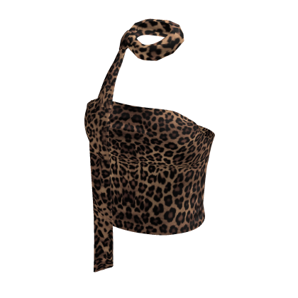 Short Top W/Neck Scarf - Leopard