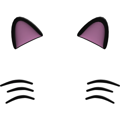 (Black) Cute Cat Ears w/ Whiskers