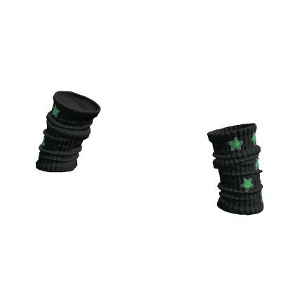 Y2K Holo Star Puffy Arm Warmers - Acid Green