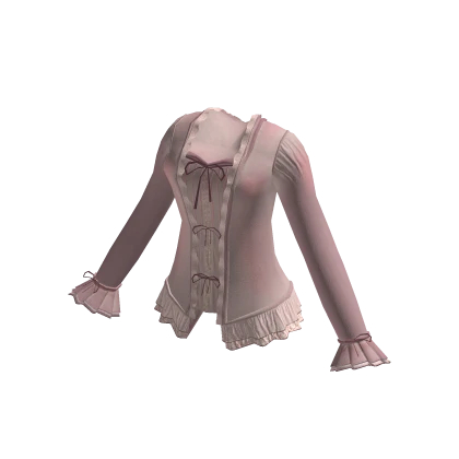 Vintage Coquette Ribbon Frill Blouse (Pink) | Roblox Item - Rolimon's