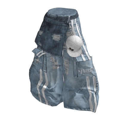 💜 Y2K Distressed Layered Denim Pants_Light blue