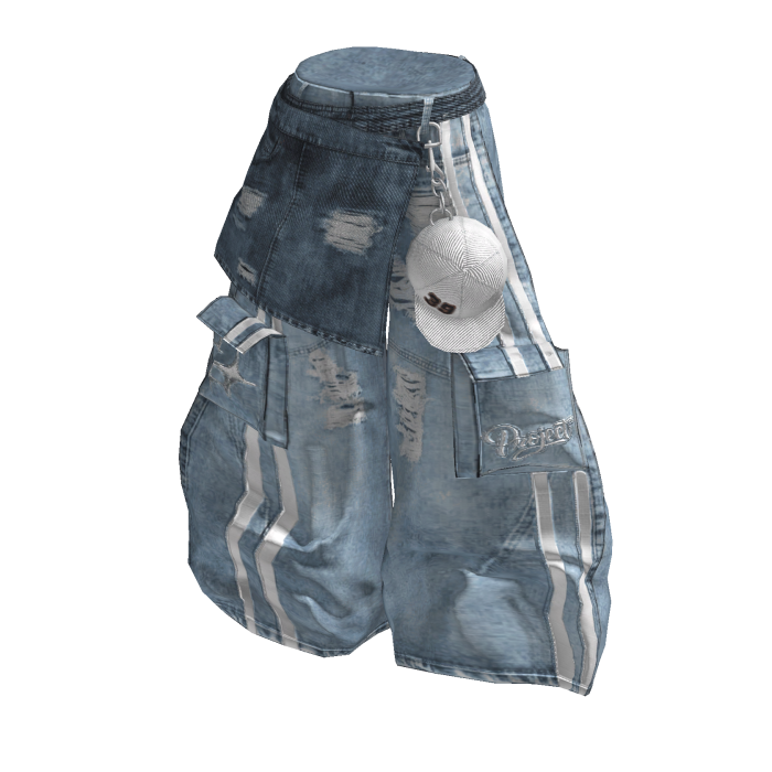 💜 Y2K Distressed Layered Denim Pants_Light blue