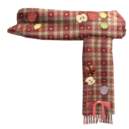 ♡ Igari Winter Heart Plaid Printed Button Scarf