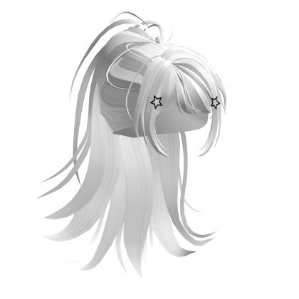 White Long Ponytail Messy Hair Roblox item