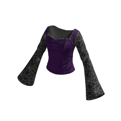 Goth Cropped Sweater w/ Bell Sleeves (Purple)