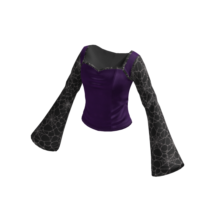 Goth Cropped Sweater w/ Bell Sleeves (Purple)