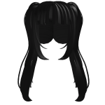 ꒰: ♡ black kawaii flufi pigtails