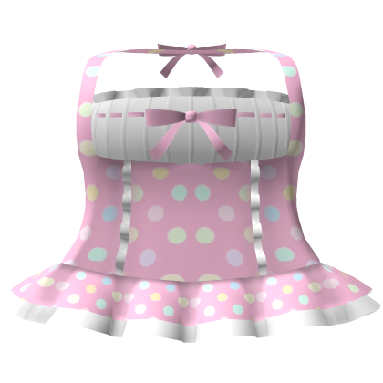 cute pink rainbow polka dot halter bow doll dress