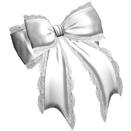 Dolly Silk Ribbon Bow /w Lace Trim (White)