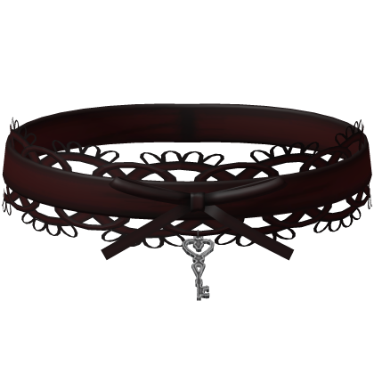 gothic lace heart key choker red Roblox item