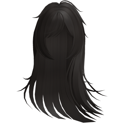 windy wispy long messy hair in dark brown Roblox item