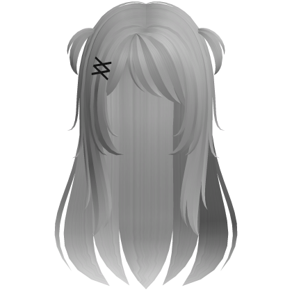 ♡ long cute flowy doll pigtails in grey Roblox item