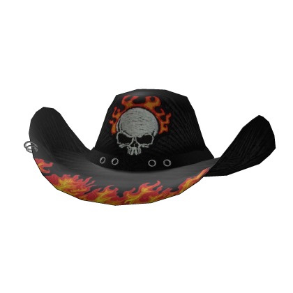 Red Flames Cowboy Hat with Grunge Skull Roblox item