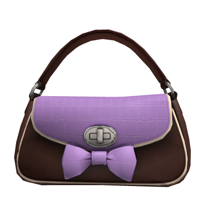 Brown lavender bow cream shoulder bag