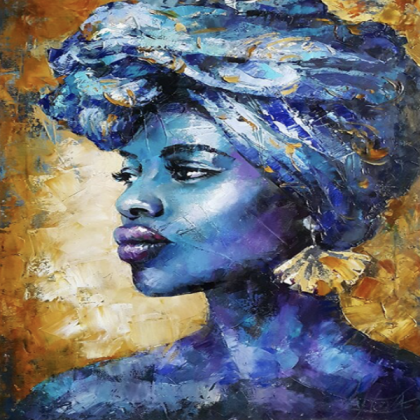blue gold Black woman painting Roblox decal