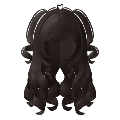 . ‿ ♡ curlicious pigtail long curl dark brown  Roblox item