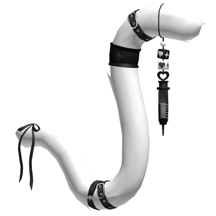 White Black Cute Medic Nurse Cat Tail Roblox item
