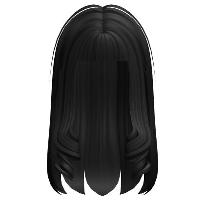 Flowy Straight Hair w/ Curled Bangs (Black) Roblox item