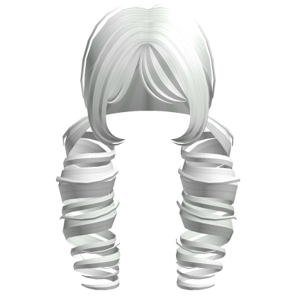 ꒰Cute White Curly Pigtails