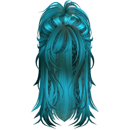 Wolfcut Spikey Half Up Cyan Cheetah