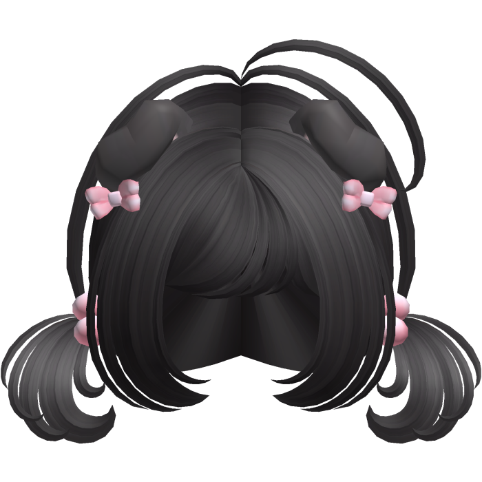 ♡ Cute black short pigtails w/ puppy ears