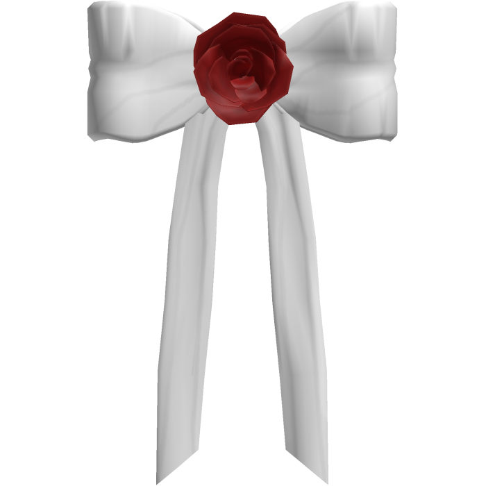 Rosette Ribbon Back Bow White and Red
