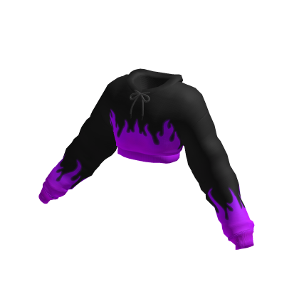 🔥Oversized Flames Cropped Y2K Hoodie - Purple thumbnail