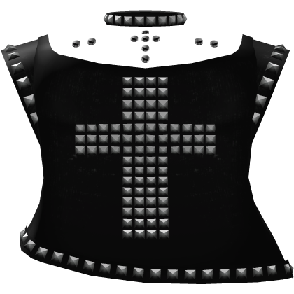 gothic black pierced stud cross shirt w choker thumbnail