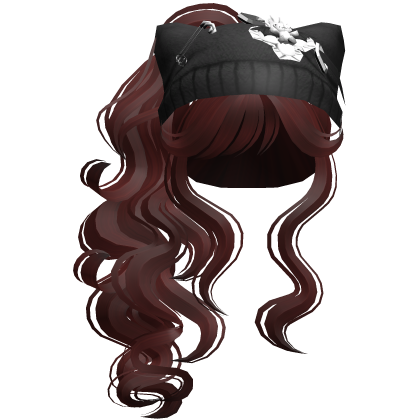 Cat Beanie Y2K Curly Ponytail Hair Red Roblox item