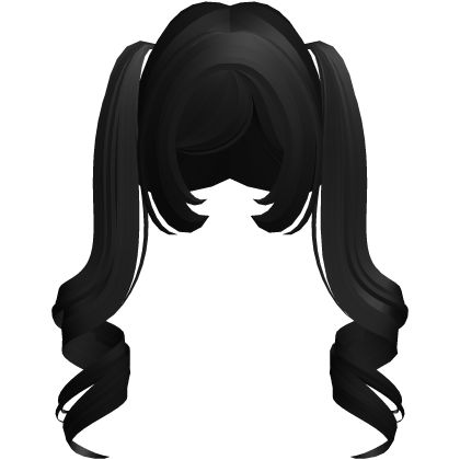 cute long loose curls in black Roblox item