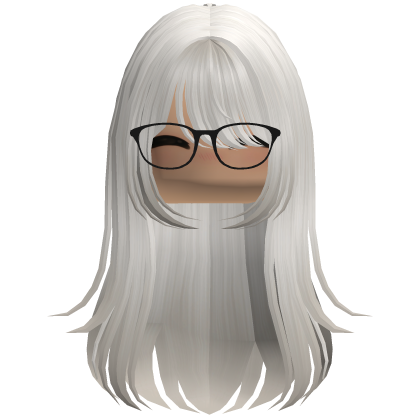 Long Layered Girl Hair w Glasses (White) Roblox item